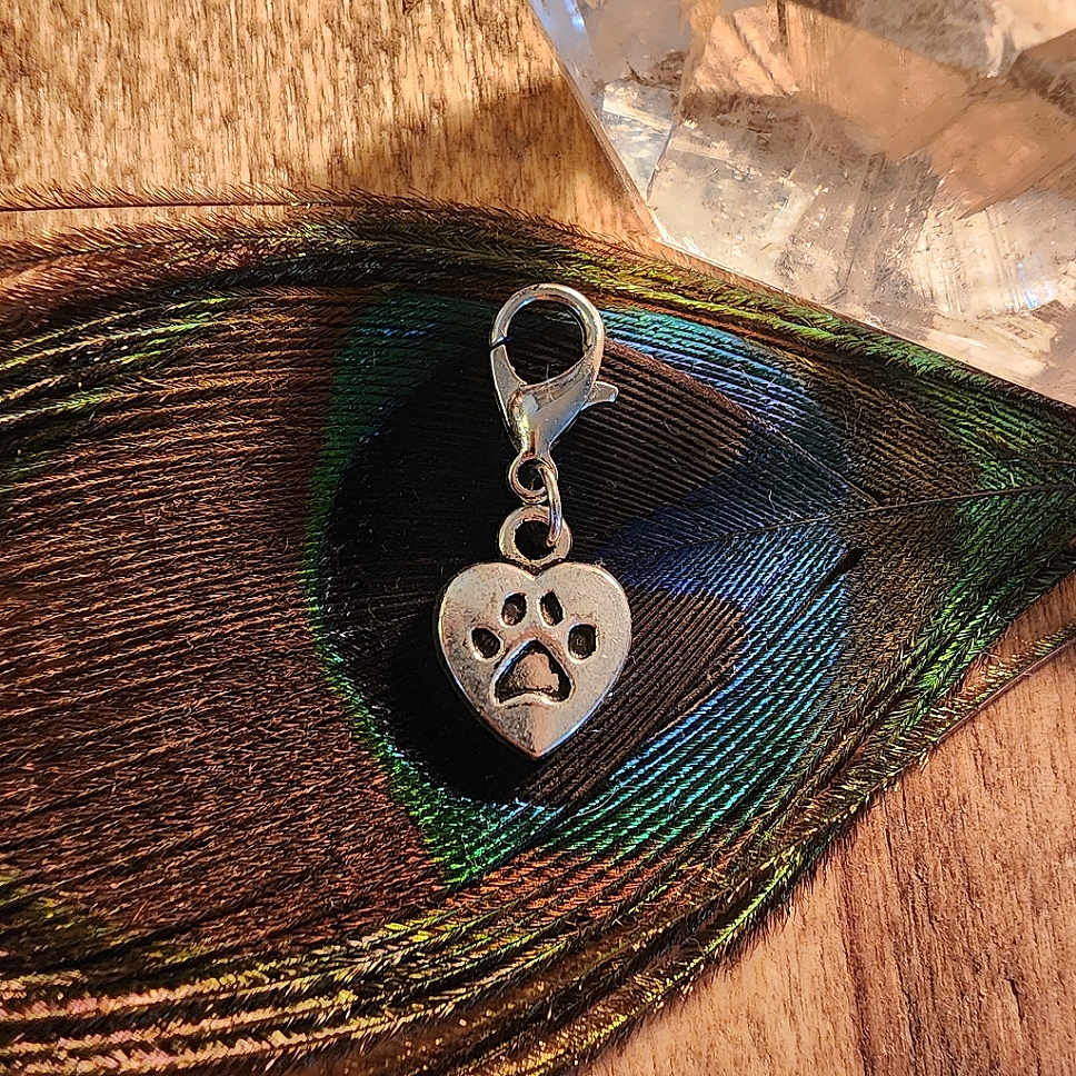 Dog Paw Heart Charm For Dog Charm Bracelet Dog Collar Bling Dog Lover Gift Idea